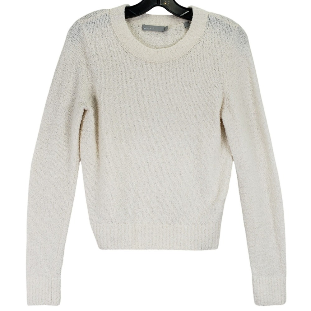Vince Boucle Knit Sweater Womens‎ S Cream Minimalist Quiet Luxury
